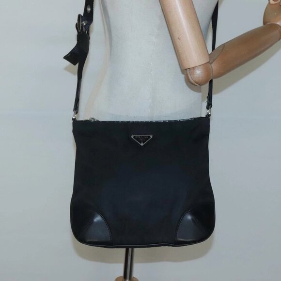 PRADA Shoulder Bag Nylon Black Auth 1